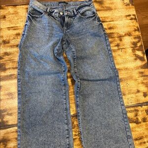 Sincerely Jules Wide Leg Flared Jeans in Light Blue Wash